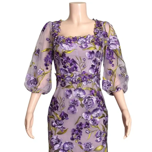 marchesa notte embroidered tulle mini dress Embroidered Cotton Voile Mini Dress